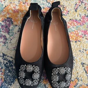 Paolo Black Women's Shoes with Embellished Detail Flats